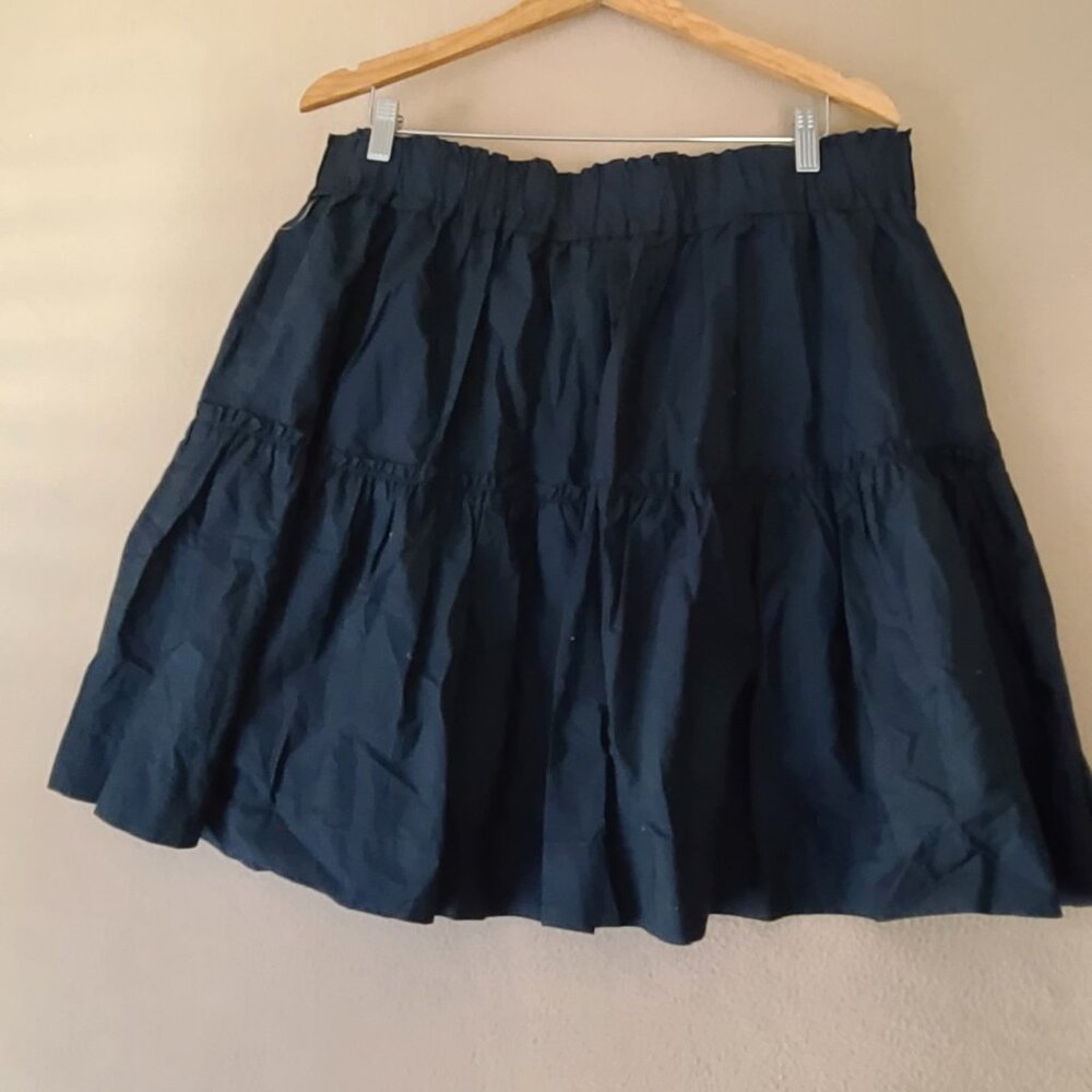 Anthropologie Maeve Smocked Tiered Mini Skirt XL Black Lined Boho Flirty NWOT - Picture 4 of 10